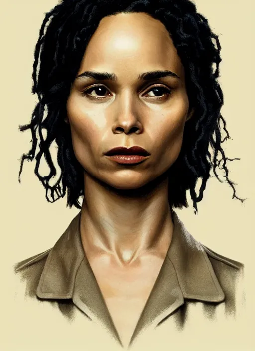 Prompt: twin peaks movie poster art, portrait of zoe kravitz, from scene from twin peaks, clean, simple illustration, nostalgic, domestic, highly detailed, digital painting, artstation, concept art, smooth, sharp focus, illustration, artgerm, donato giancola, joseph christian leyendecker, wlop