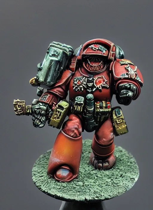 Image similar to 8 0 mm resin detailed miniature of a drunk warhammer 4 0 k space marine laying down puking, product introduction photos, 4 k, full body,