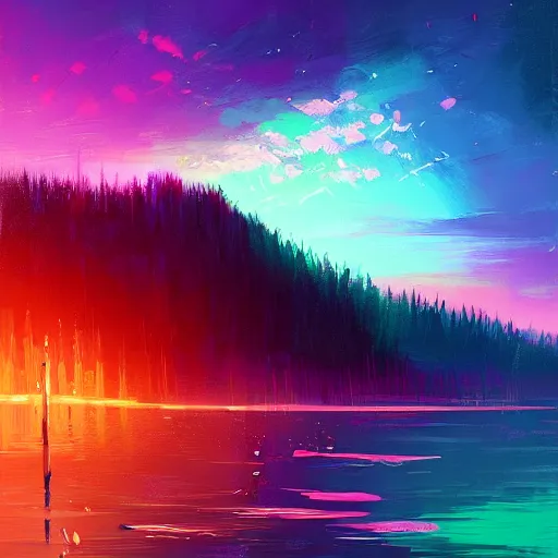 Prompt: aurora lights, Alena Aenami, Artstation