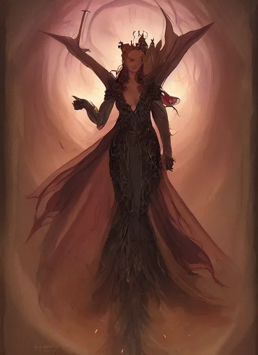 Image similar to tarot!!, fairy queen, fantasy medieval, no noise, elegant, concept art, sharp focus, beautiful face!!, digital art, smooth defined outlines!!, by Brom, trending on Artstation, Tom Bagshaw, Sargent