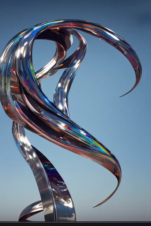 Image similar to metal curved circular sculpture with gestural forms and human parts mixed together into a monumental artwork, lifting up towards heaven, rainbow crystal reflections, style of jack storms, anthony howe, octane render, 4 k