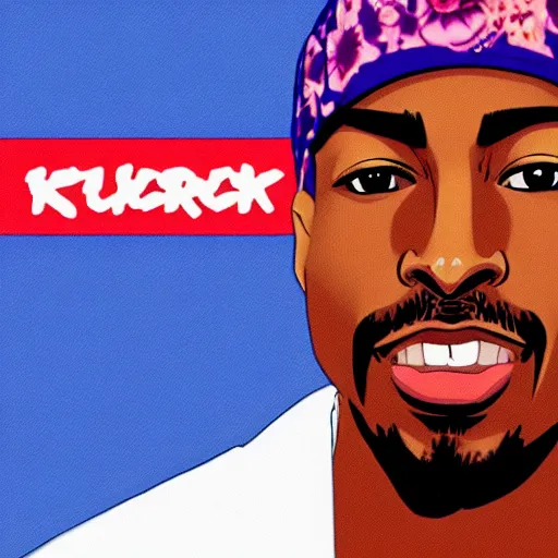 Image similar to Tupac Shakur, screenshot from a 2012s anime