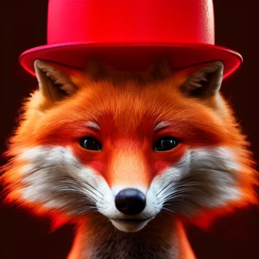 Image similar to Photorealistic cute red fox wearing a sombrero. Hyperdetailed photorealism, 108 megapixels, amazing depth, glowing rich colors, powerful imagery, psychedelic Overtones, 3D finalrender, 3d shading, cinematic lighting, artstation concept art