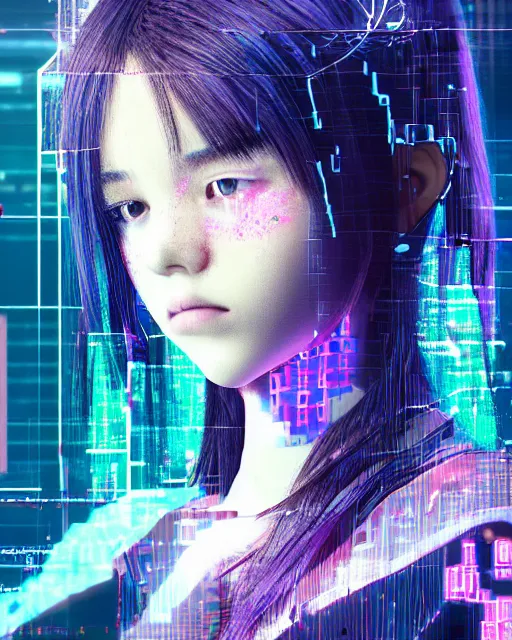 Prompt: A broken monitor with a calm AI girl's face on it. Very very very strong glitches on the monitor. The face is blurry with glitches. Extremely high detail, glitchcore, glitches, glitch, synthwave, cyberpunk, vaporwave, 8k render
