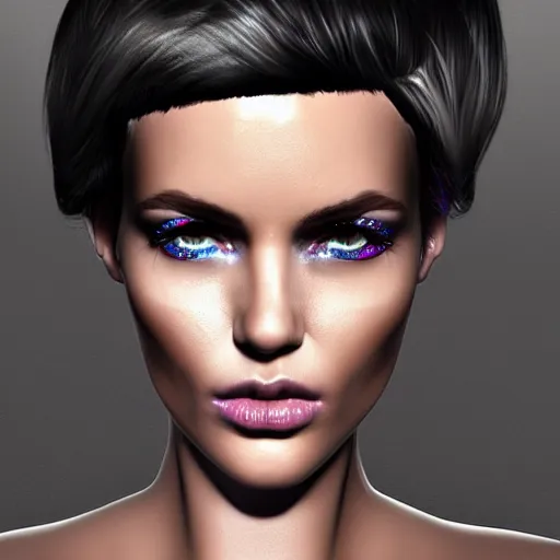 Prompt: electric woman, cute - fine - face, pretty face, oil slick hair, realistic shaded perfect face, extremely fine details, realistic shaded lighting, by dominik mayer