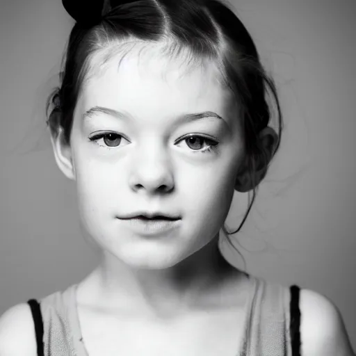 Image similar to a face portrait of stoya at 6 years old. photography.