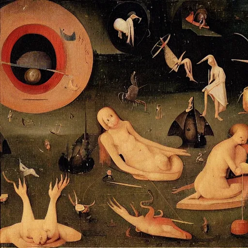 Image similar to a painting of the most relaxing thing in the world, in the style of hieronymus bosch.