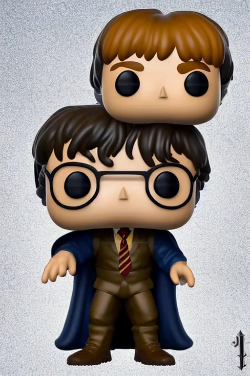 Image similar to full body 3 d render of harry potter as a funko pop!, studio lighting, white background, single body, no shadow, blender, trending on artstation, 8 k, highly detailed