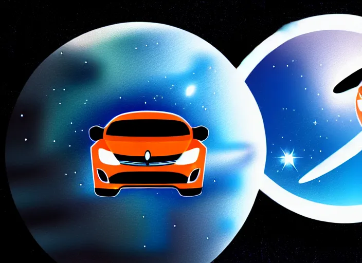 Prompt: vector car logo in space