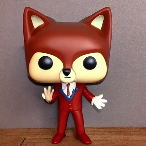 Prompt: a cute male anthropomorphic vulpes vulpes fulva teacher wearing suit funko pop