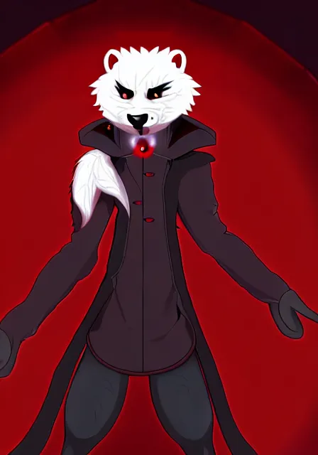 Prompt: furry - male - red - black - weasel - necromancer - fursona uhd ue 5 visual novel pc game expressions