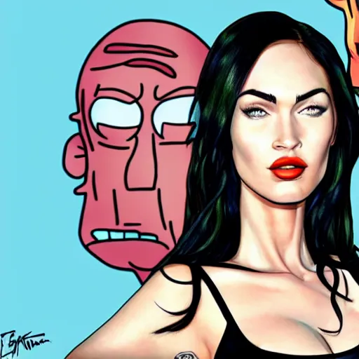 Prompt: Megan Fox portrait, Rick And Morty