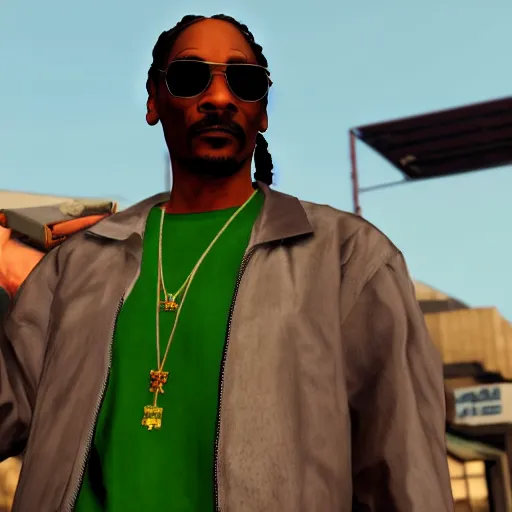 Prompt: Snoop Dogg in GTA V, Loading Screen, High res screenshot