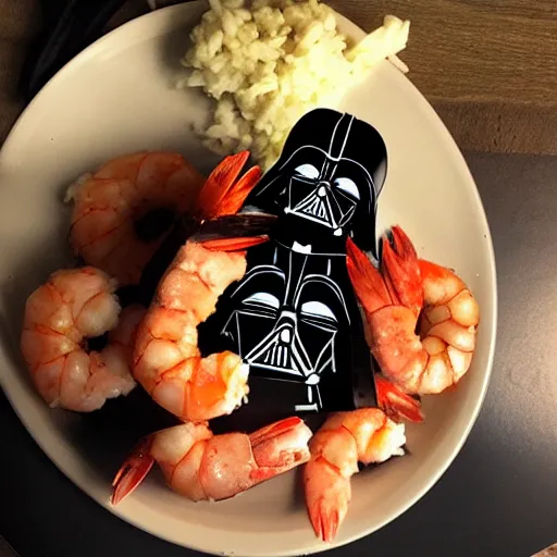 Prompt: darth vader eating a shrimp