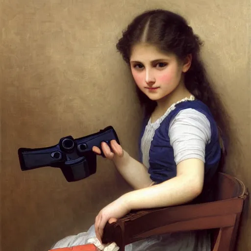 Prompt: Painting of young girl. Playing Xbox. Art by William Adolphe Bouguereau. Extremely detailed. 4K. Award winning.