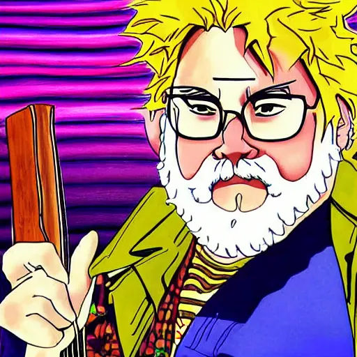 Prompt: jerry garcia anime