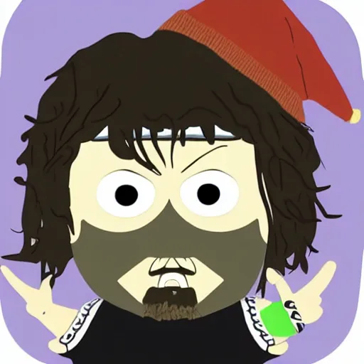 Prompt: bam margera in south park style