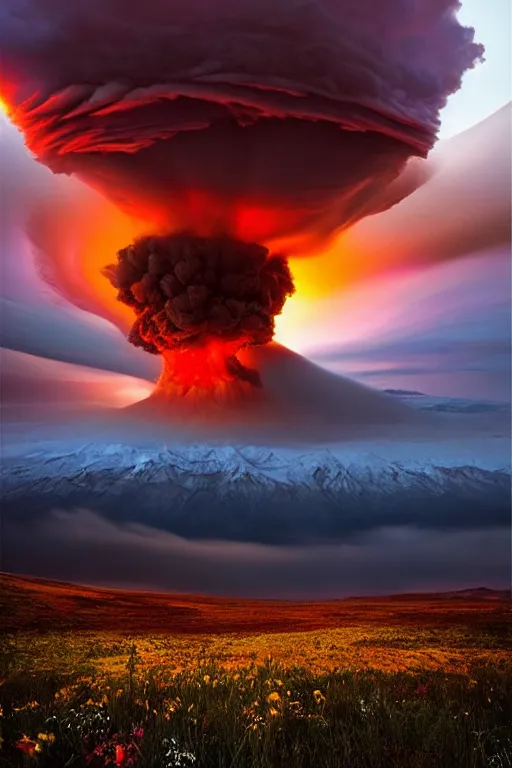 Prompt: nuclear explosion, photo by Marc Adamus,