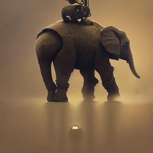 Image similar to 🤖🐘, Greg rutkowski, Trending artstation, cinematográfica, digital Art