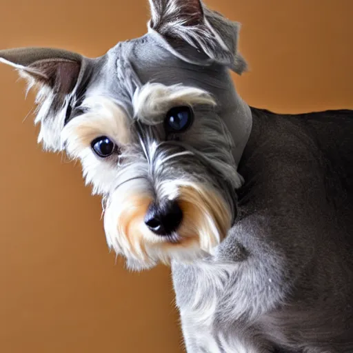 Image similar to a feline schnauzer - cat - hybrid, animal photography