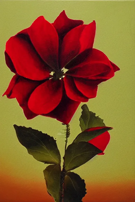 Image similar to a chiaroscuro oil painting of a infinity recursive red flower