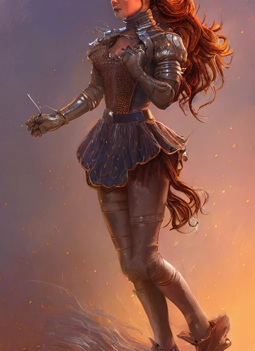 Image similar to beautiful female dorothy gale, rebecca romijn as dorothy, full body character concept, covered in full leather armor, art nouveau, super powers, fantasy, intricate, elegant, highly detailed, digital painting, artstation, concept art, shining, sharp focus, illustration, art by stanley lau