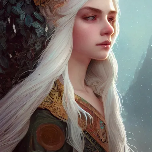 Prompt: girl with super long hair, hair becoming white snow, intricate, highly detailed, digital painting, artstation, concept art, smooth, sharp focus, illustration, unreal engine 5, 8 k, art by artgerm and greg rutkowski and alphonse mucha