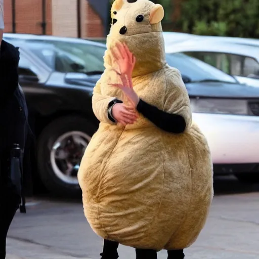 Image similar to scarlett johansson wearing a hamster costume