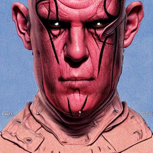 Image similar to benjamin netanyahu as pinhead from hellsraiser, highly detailed, by wayne barlowe