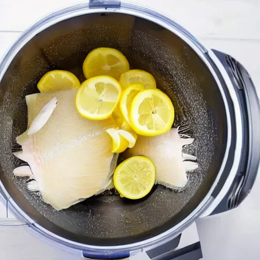 Image similar to fish being cut in a food processor