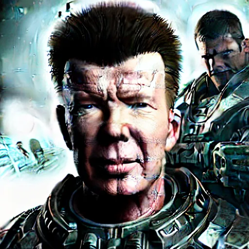 Image similar to Rick Astley in Gears of War