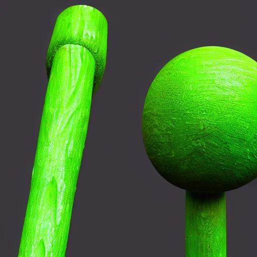 Image similar to wooden staff with green slime on it, octane render