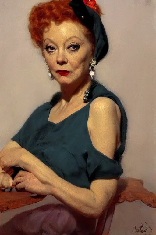 Image similar to beautiful portrait, amanda blake as miss kitty by Jean-Leon Gerome and Richard Schmid and chuck close