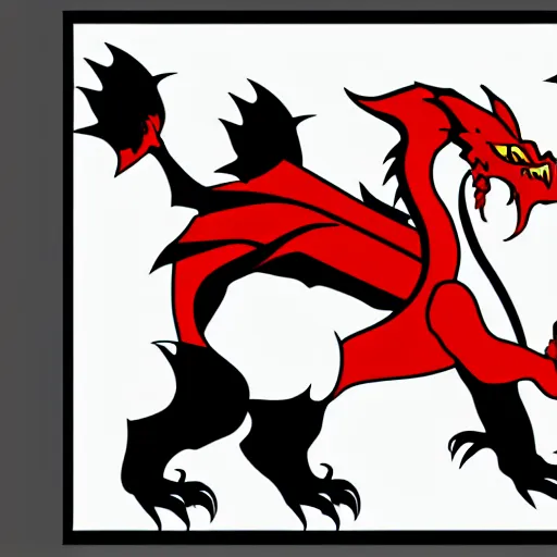 Image similar to vector art of welsh dragon and cute panda mixed, intercrossed, chimera, welsh flag, adobe illustrator