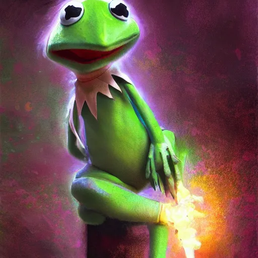 prompthunt: kermit the frog smoking a hookah, ultra realistic