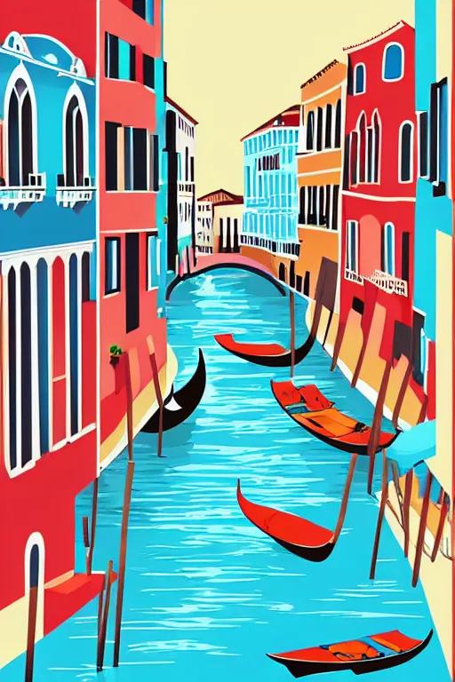 Prompt: minimalist boho style art of colorful venice, illustration, vector art