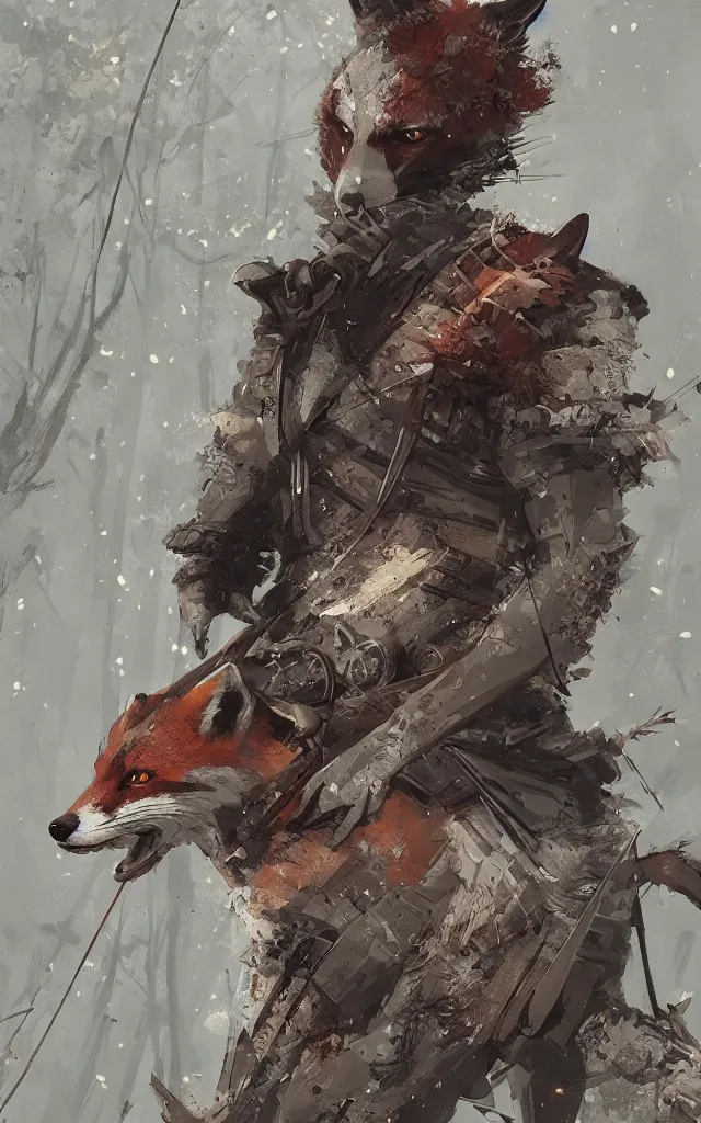 Prompt: very beauty fox samurai with a katana hyper detailed, insane details, intricate, elegant, by ismail inceoglu hans thoma greg rutkowski illustrated, fine details, realistic shaded, 8 k, art. sakura forest on background