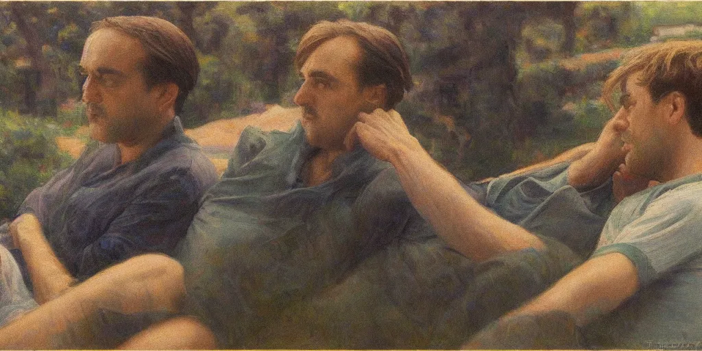 Prompt: Concept Art of cinematography of Terrence Malick film by van Rysselberghe, Theo