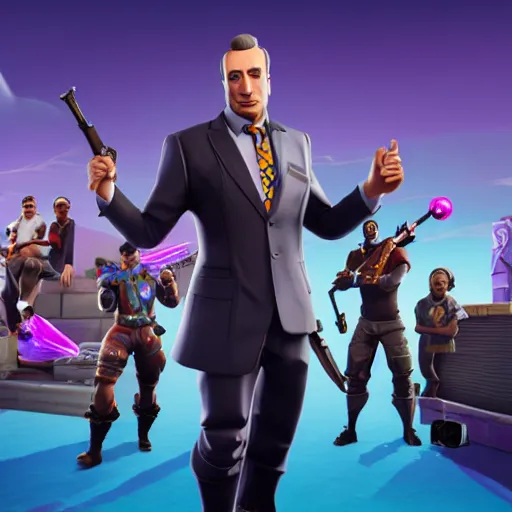 Image similar to promotional screenshot of saul goodman in fortnite