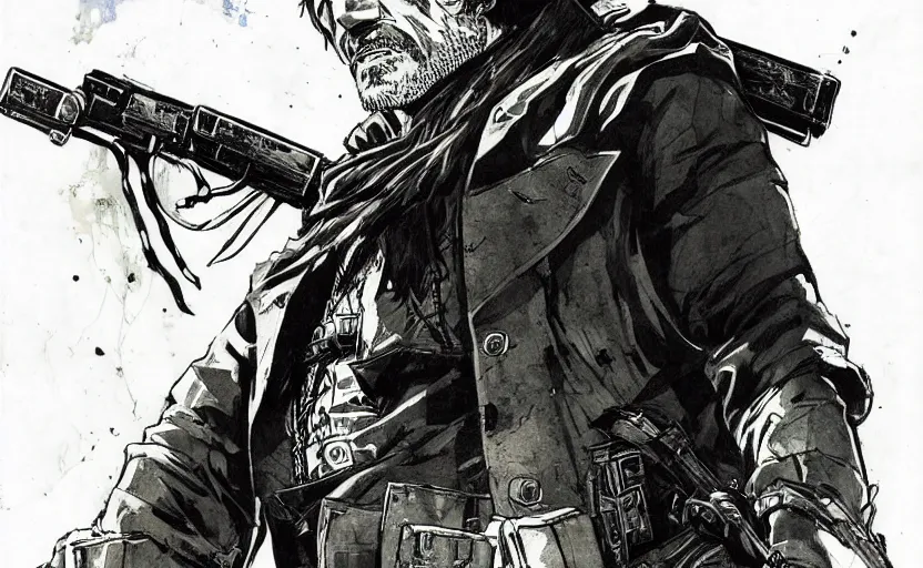 Image similar to yoji shinkawa drawing of arthur morgan,