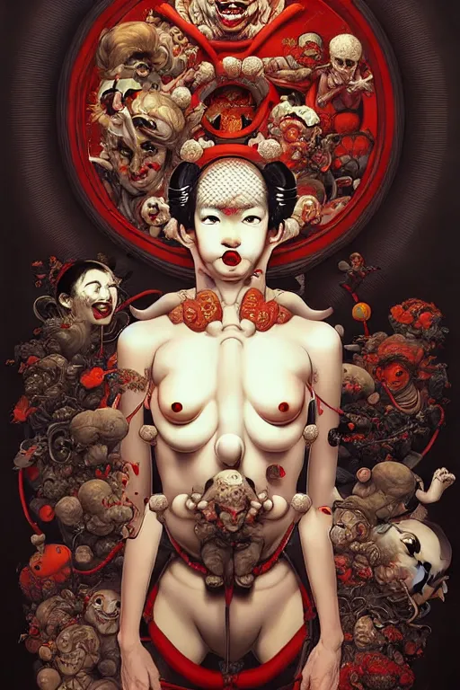 Image similar to 🔞🤡🤼, dynamic lighting, symmetrical dimension, rotary, 8 0 0 mm, depth detailed, by bambang nurdianshyah, garis edelweiss, roby dwi antono and ayami kojima, takato yamamoto, barclay shaw, karol bak, yukito kishiro, norman rockwell