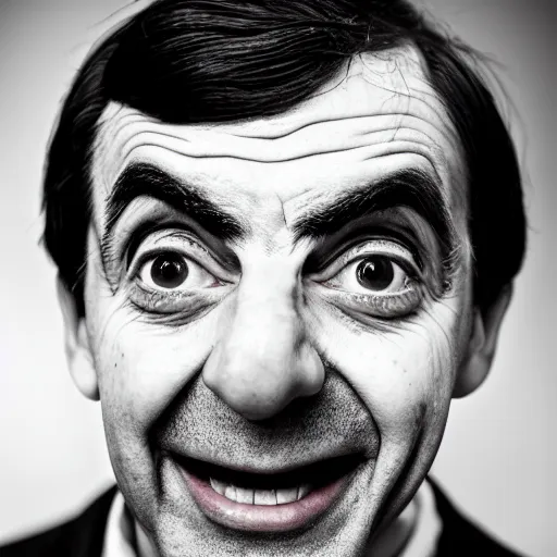 Image similar to A portrait mr bean elizabeth teams up with a teenage mr bean, perfect faces, 50 mm, award winning photography