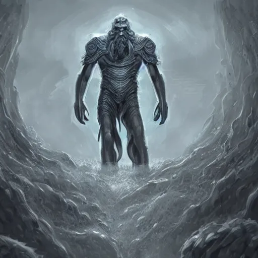 Prompt: a highly detailed portrait of a epic massive fantasy giant elder god with gray hair and beard standing in a field concept art