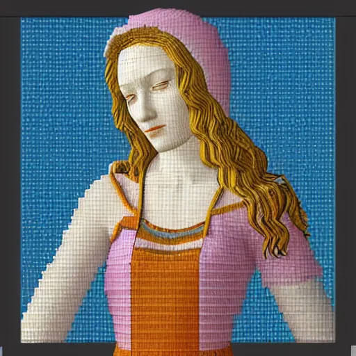 Prompt: Botticelli painting in Voxel art style