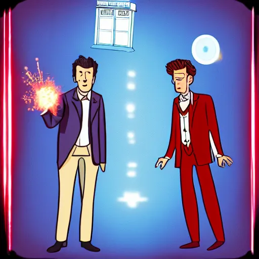 Image similar to image of 10th doctor and tardis