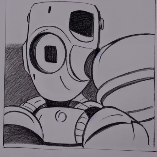 Prompt: A robot dreaming about drawing a picture of fruit, anime