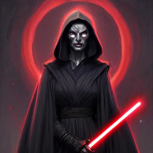 Image similar to portrait of a woman by greg rutkowski, young sith lord darth talon star wars expanded universe, wearing black robes, she is about 2 0 years old, highly detailed portrait, digital painting, artstation, concept art, smooth, sharp foccus ilustration, artstation hq