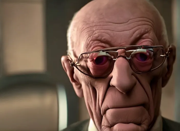 Image similar to film still of real life professor farnsworth in the scifi movie, 4 k