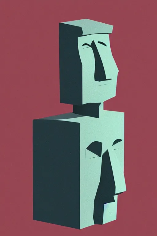 Image similar to cubist moai statue cutout digital illustration cartoon colorful beeple