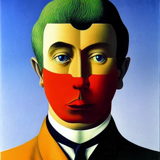 Image similar to A man\'s eyes containing the universe, by René Magritte